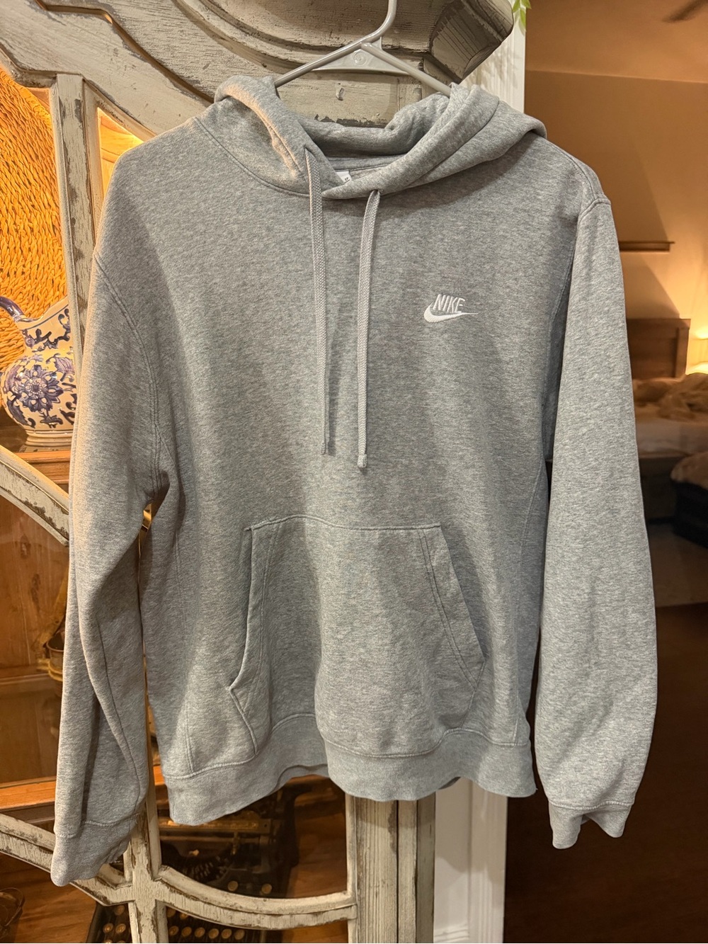 Nike Light Gray Pullover Hoodie with White Logo